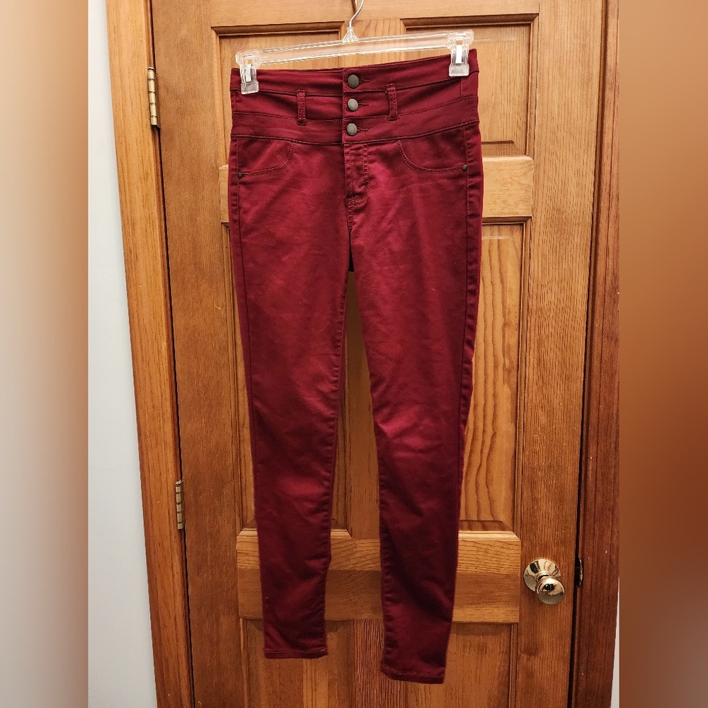 Refuge, Jeans, Burgundy, Skinny, Size 4
